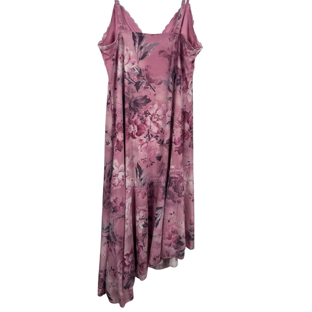 Y2K Babydoll Madden NYC Cocquette Pink Floral Lace Asymmetrical Slip Dress L - Picture 7 of 16
